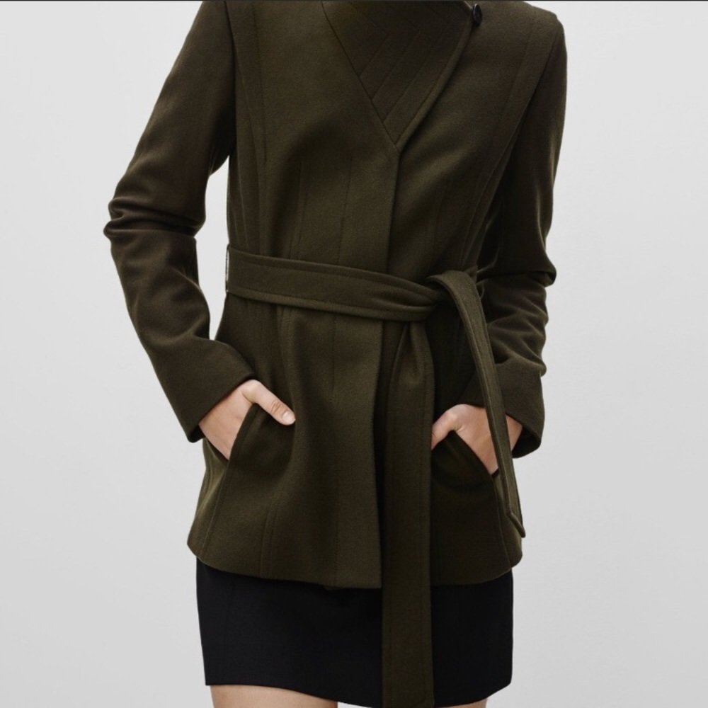 Aritzia Spencer green wool cashmere blend coat